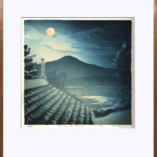 Alternative view of “Moon over Monadnock" Woodblock Print