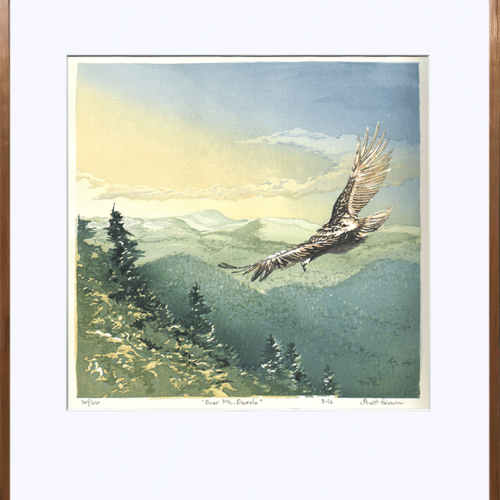 Alternative view of “Over Mt. Osceola" Color Woodblock Print