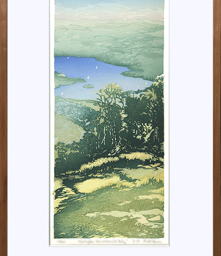 Alternative view of “Sailing on Lake Sunapee" Woodblock Print