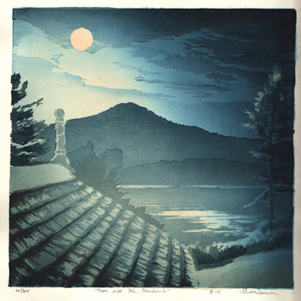 “Moon over Monadnock" Woodblock Print