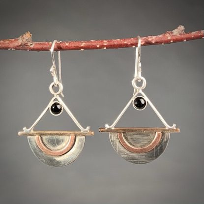 Alternative view of Onyx and Mixed Metal Earrings