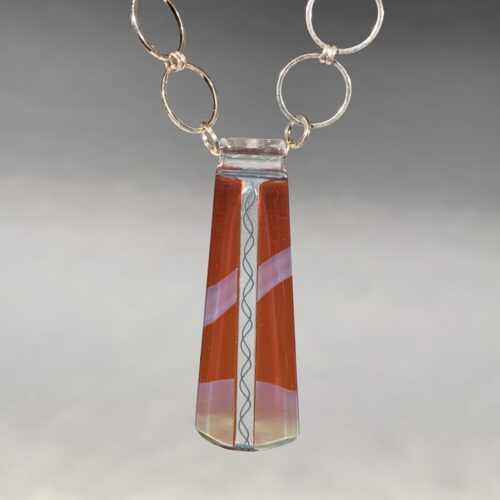 Alternative view of Red and Soft Teal Glass Pendant