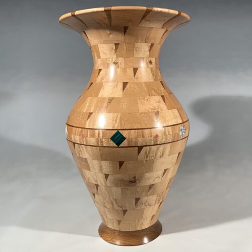 Large Birdseye Maple Inlaid Vase