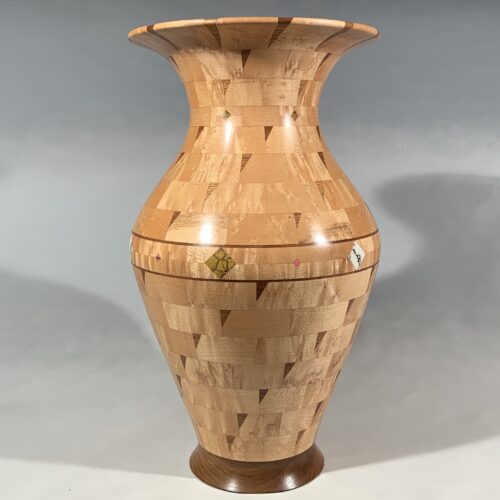 Alternative view of Large Birdseye Maple Inlaid Vase