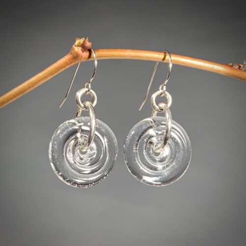 Glass Spiral Disk Earrings