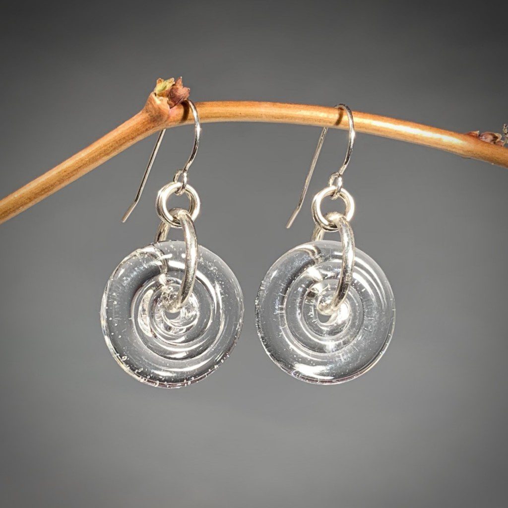 Glass Spiral Disk Earrings