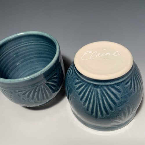 Alternative view of Teal Blue Carved Teabowl