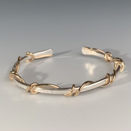 Gold Vine Wrapped Silver Bracelet - Image 3