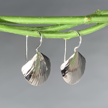 Alternative view of Hammered Sterling Fan Earrings