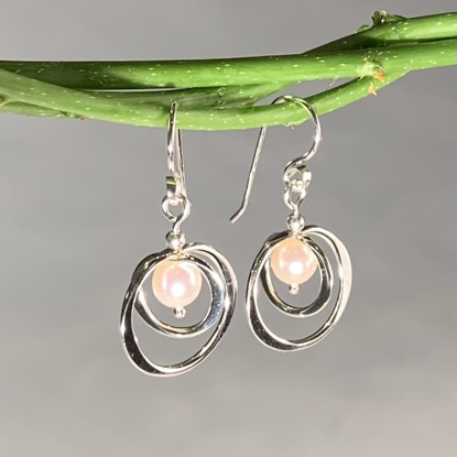 Alternative view of Sterling Double-Hoop Earrings with Pearls