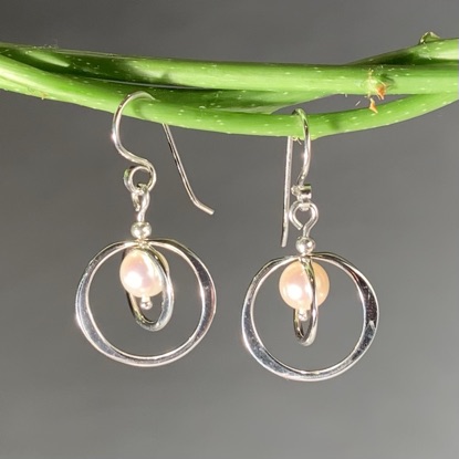 Sterling Double-Hoop Earrings with Pearls