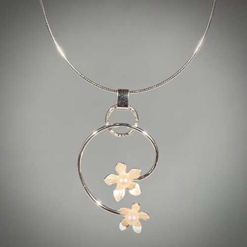 Double Blossom Necklace with Pearls