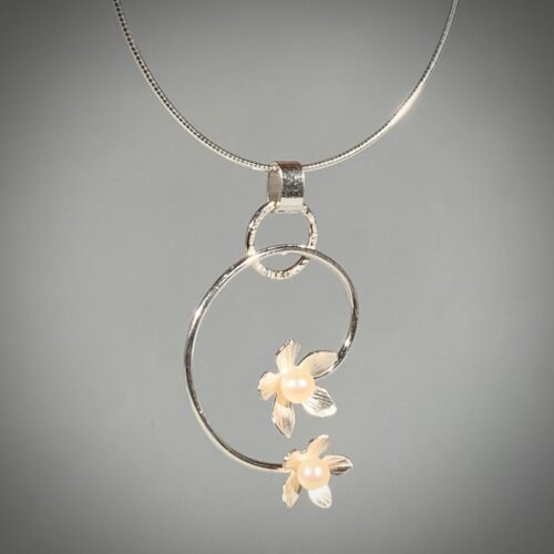 Alternative view of Double Blossom Necklace with Pearls