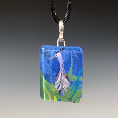 Glass Pendant with Heron Painting