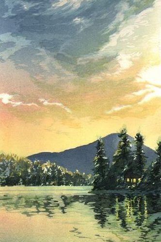 "Kearsarge From Eagle Pond" Woodblock Print