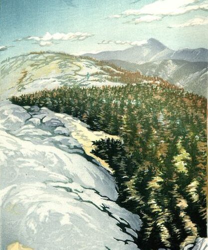 "Mt. Washington from Little Haystack" Woodblock Print