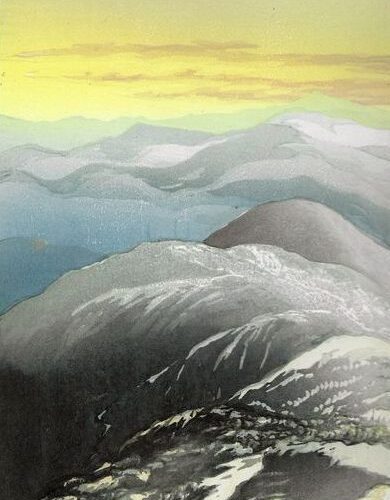 "Up on Mt. Mansfield" Woodblock Print