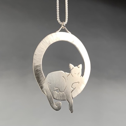 Sterling "Cat in a Barrel" Necklace