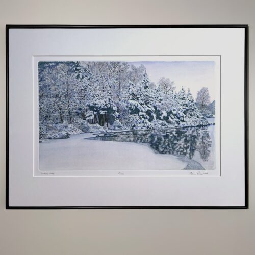 "Snowy Lake" Etching