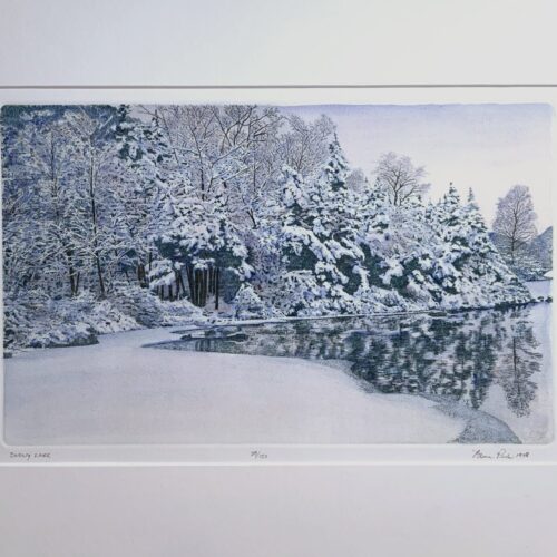 Alternative view of "Snowy Lake" Etching