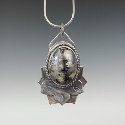 Alternative view of Agate Lotus Pendant