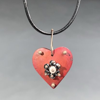 Copper Heart with Pearl and Hematite