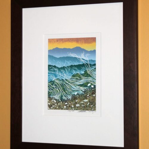 Alternative view of "Blue Mountains" Linocut Print