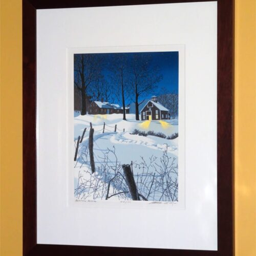 Alternative view of "Midnight Clear" Linocut Print