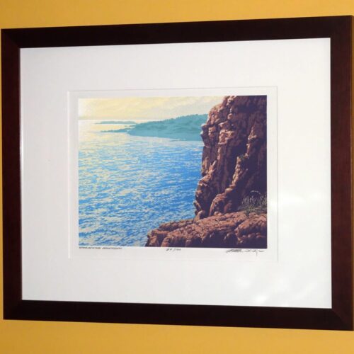 Alternative view of "Shining Coast" Linocut Print