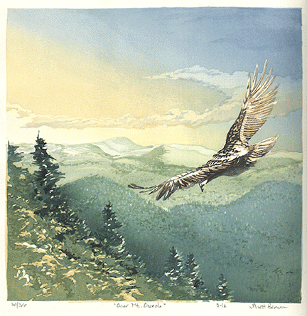 “Over Mt. Osceola" Color Woodblock Print